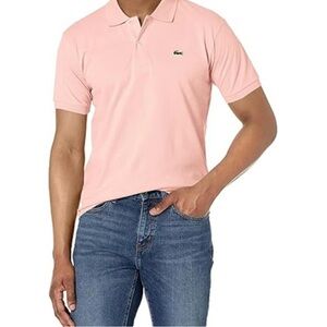Men’s Lacoste Pink Polo Shirt Classic Casual Style EUC
